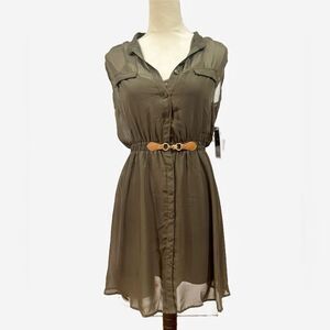 R n B Elegant Olive Green Button-Down Dress NWT